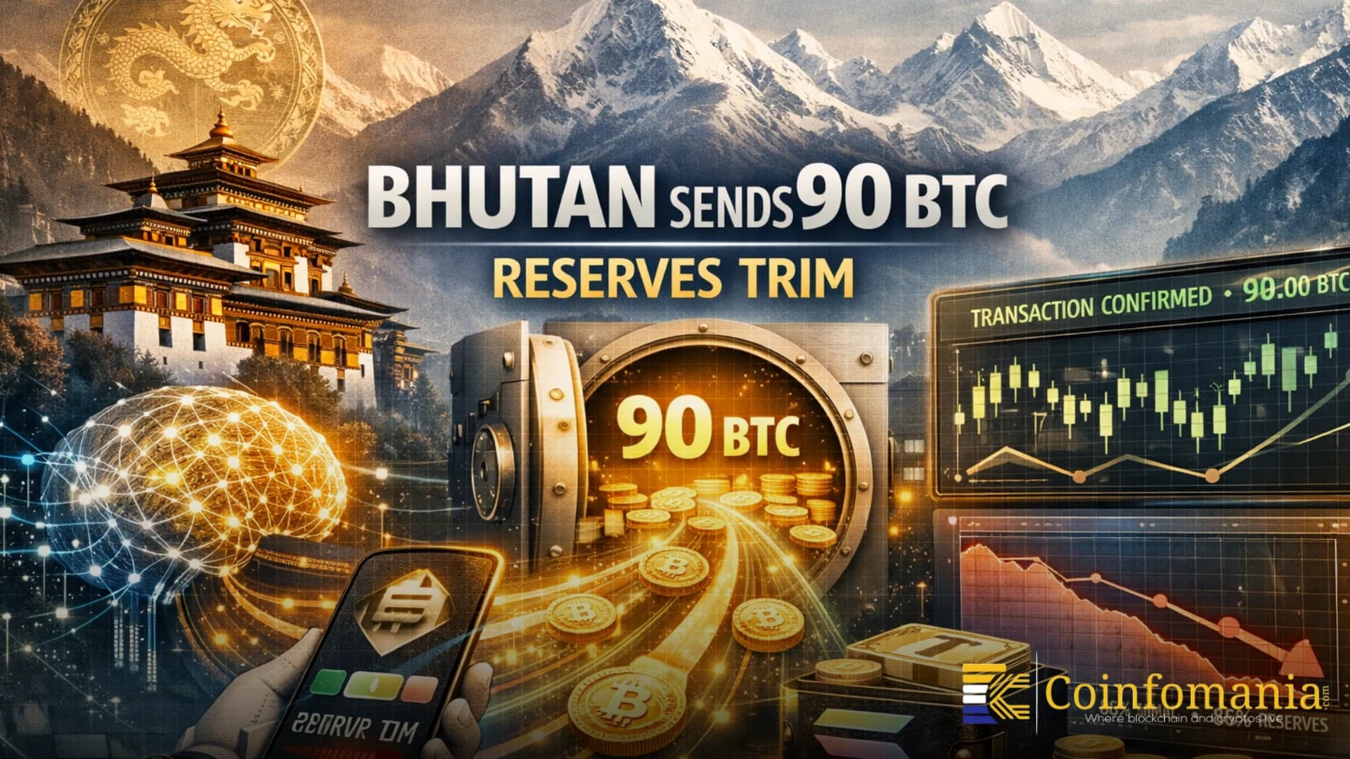 Il Bhutan invia 90 BTC mentre le riserve continuano a ridursi