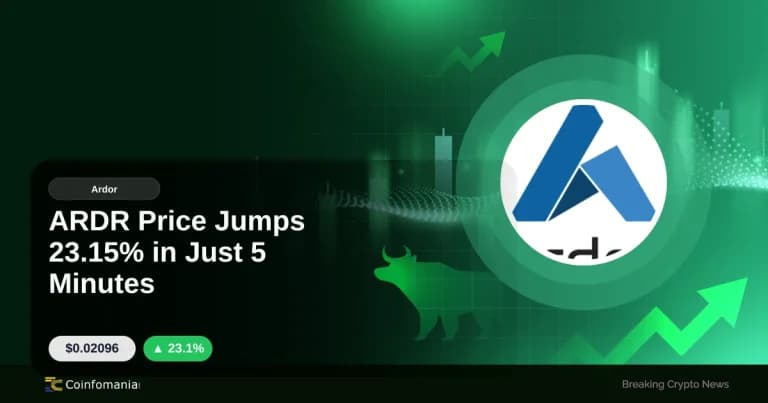 ARDR Price Jumps 23.15% in Just 5 Minutes