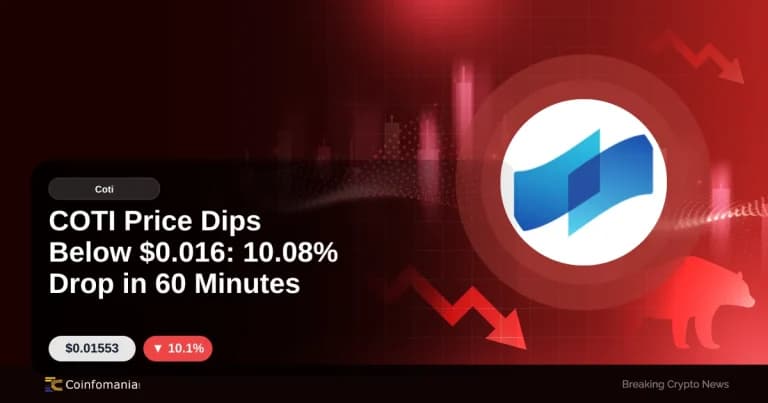 COTI Price Dips Below $0.016: 10.08% Drop in 60 Minutes