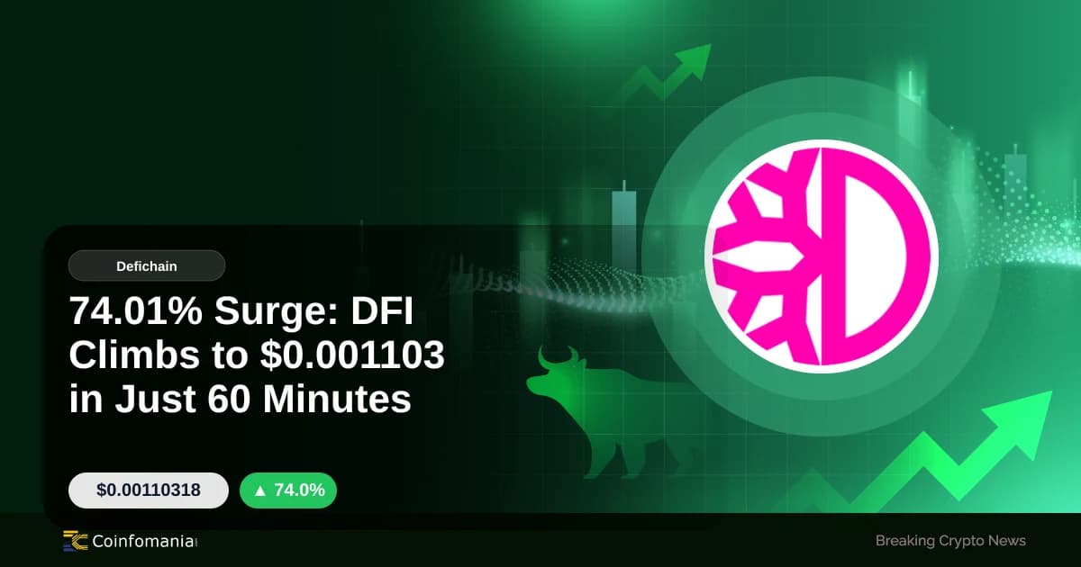 DFI : le prix s’envole de 74,01 % à 0,001103 $ en 60 minutes
