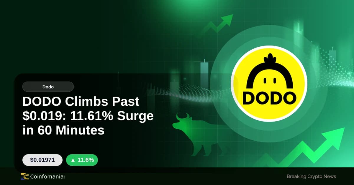 DODO Climbs Past $0.019: 11.61% Surge in 60 Minutes