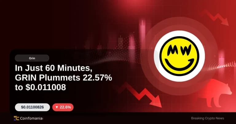 In Just 60 Minutes, GRIN Plummets 22.57% to $0.011008