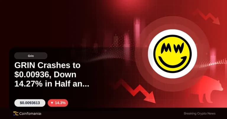 GRIN Crashes to $0.00936, Down 14.27% in Half an Hour