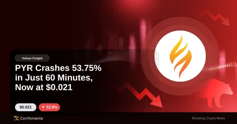 PYR Crashes 53.75% in Just 60 Minutes, Now at $0.021