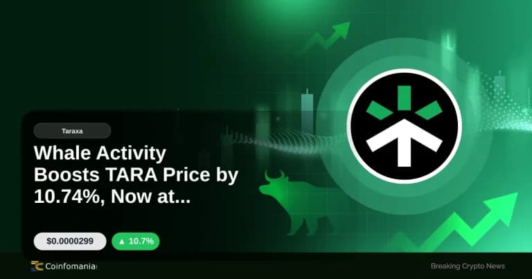 Whale Activity Boosts TARA Price by 10.74%, Now at $0.00003