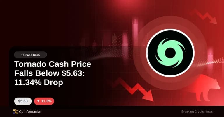 Tornado Cash Price Falls Below $5.63: 11.34% Drop
