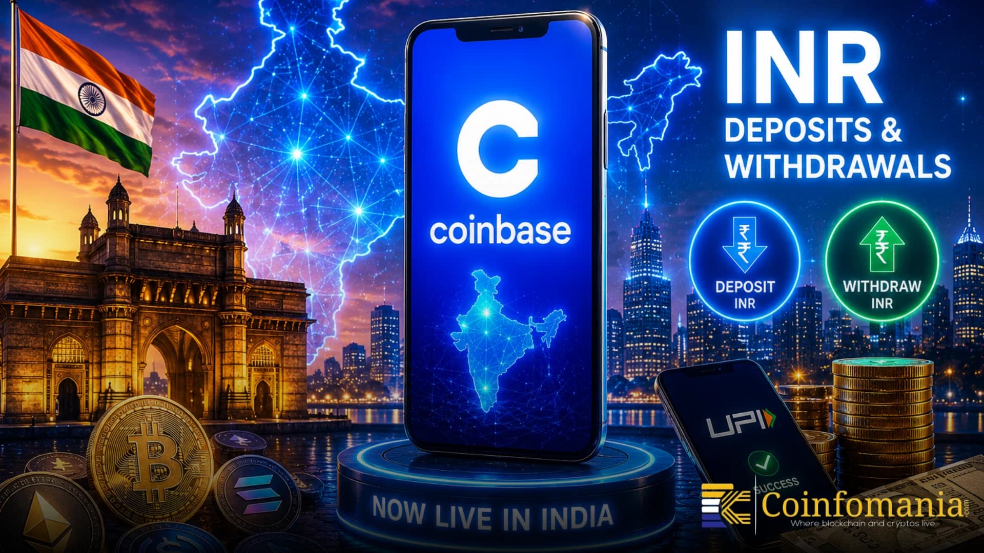 Coinbase Launches in India With Direct INR Deposits and Withdrawals