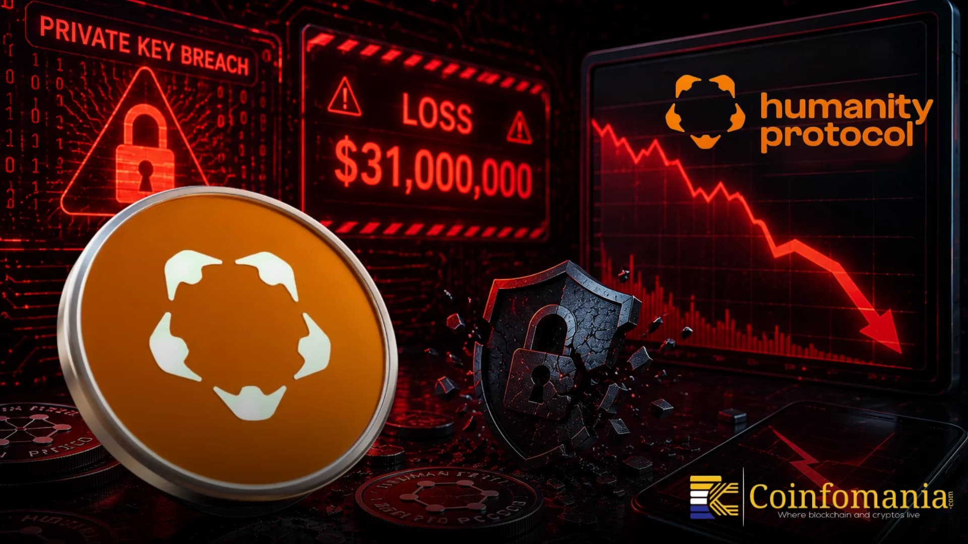 بروتوكول الإنسانية يخسر 31 مليون دولار في خرق مفتاح خاص مع انهيار الرمز بنسبة 80%