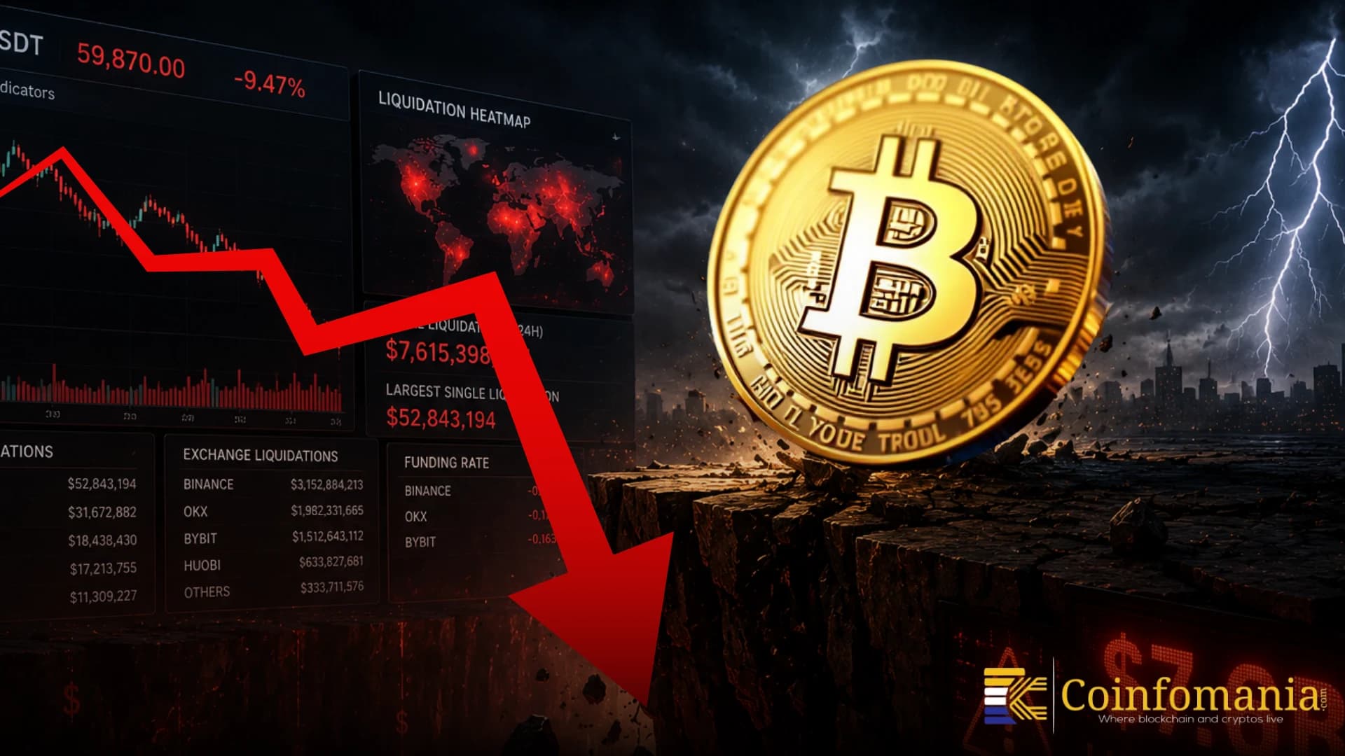 Bitcoin è in bilico su un disastro da 7,6 miliardi di dollari in liquidazioni?