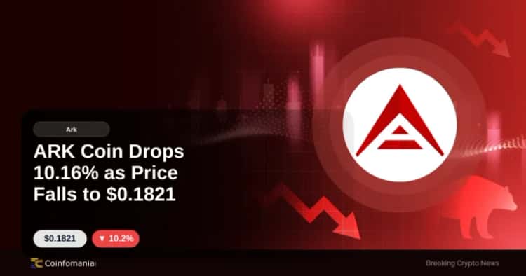 ARK Coin Drops 10.16% as Price Falls to $0.1821