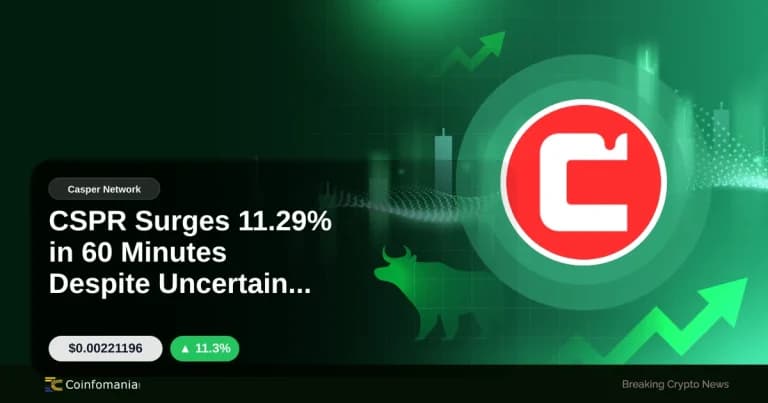 CSPR Surges 11.29% in 60 Minutes Despite Uncertain Market