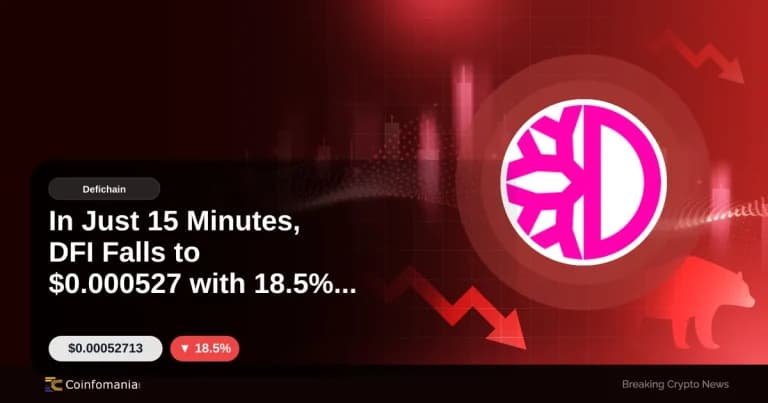 In Just 15 Minutes, DFI Falls to $0.000527 with 18.5% Slide