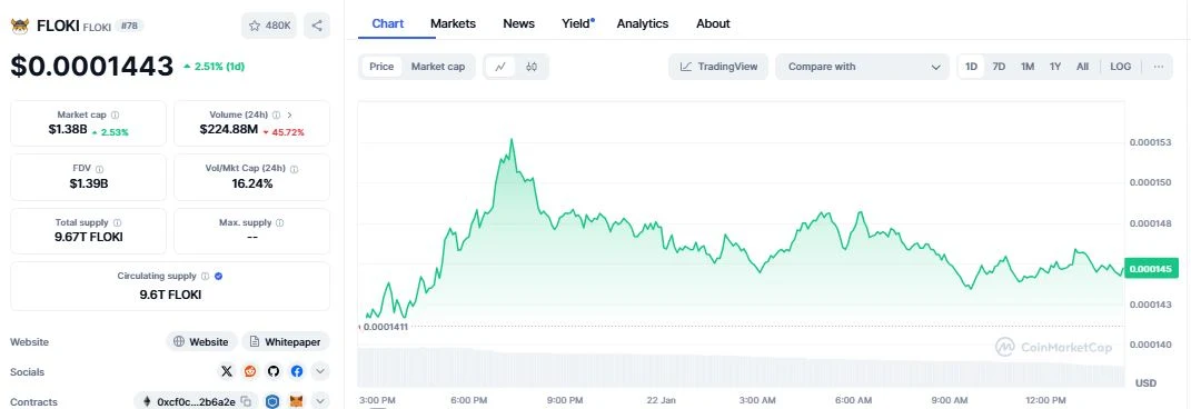 Floki Inu’s (FLOKI) DAILY CHART