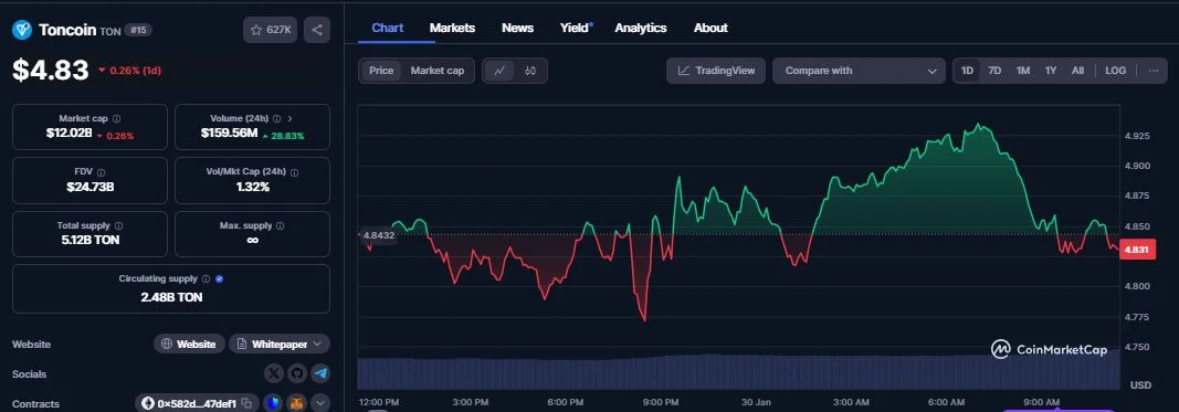 Toncoin (TON) daily chart