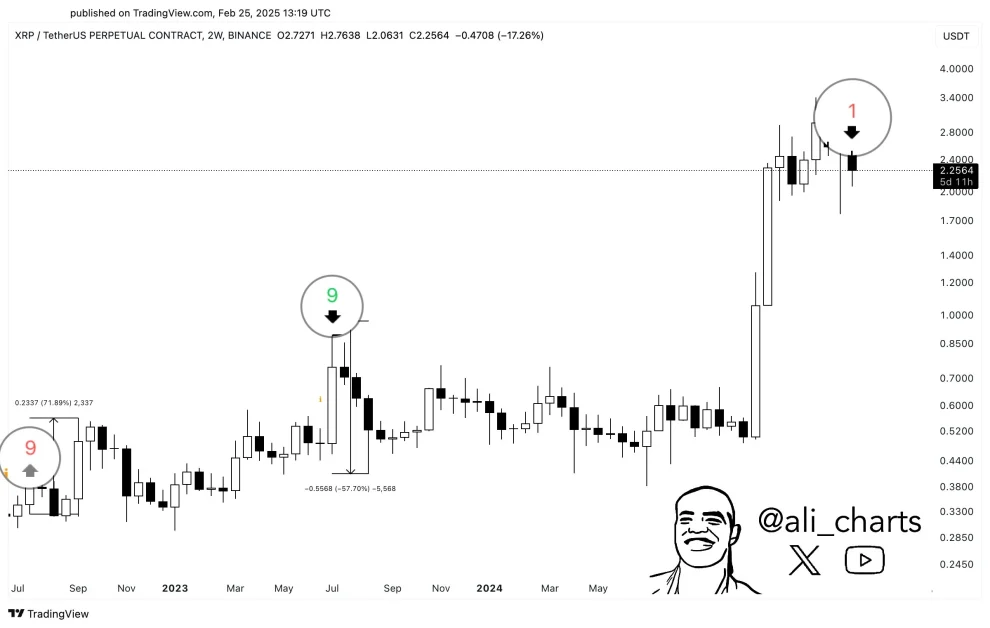 Source : XRP 2W TD Sequential | Ali Charts