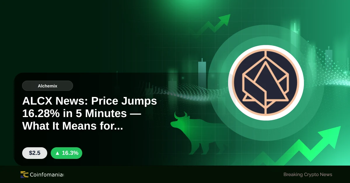 ALCX News: Price Jumps 16.28% in 5 Minutes — What It Means for Traders