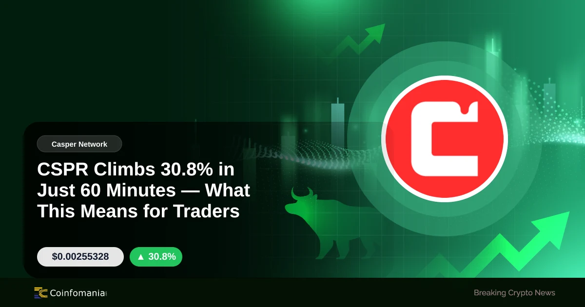 CSPR Climbs 30.8% in Just 60 Minutes — What This Means for Traders