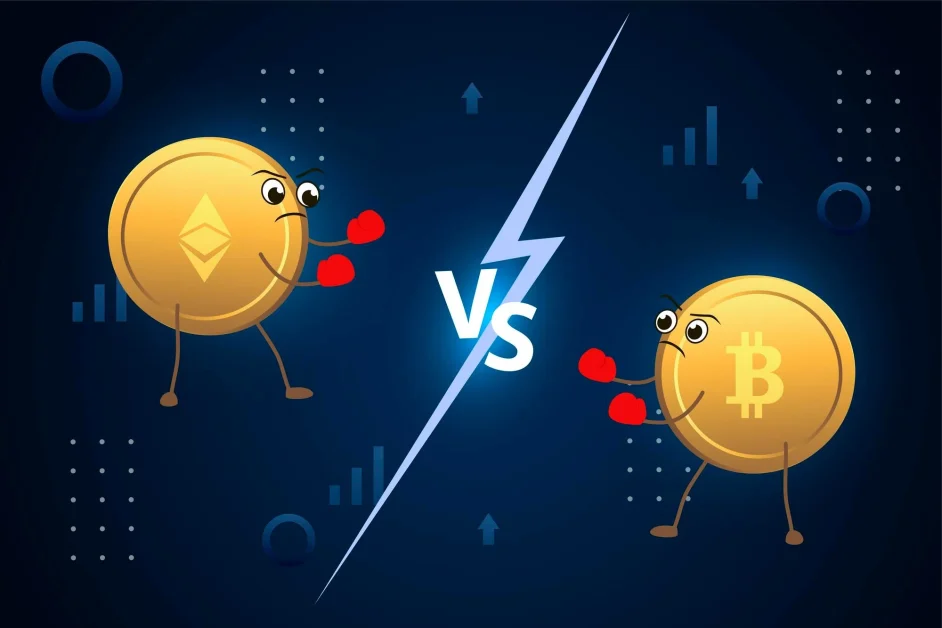 an image of bitcoin vs altcoin head to head