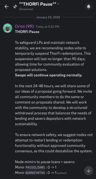 Messages from THORChain's Discord